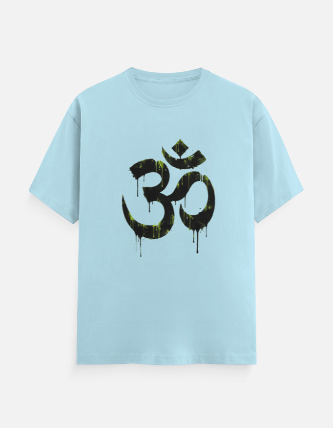 Unisex Classic Crew T-Shirt Om Wall Graffiti featuring a bold black symbol