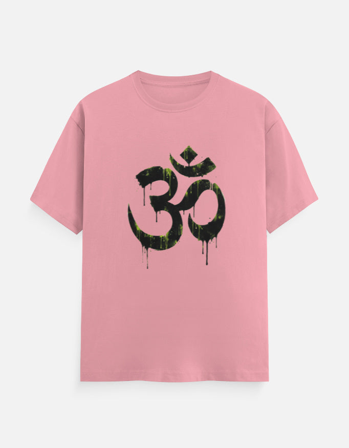 Unisex Classic Crew T-Shirt Om Wall Graffiti featuring a bold black symbol