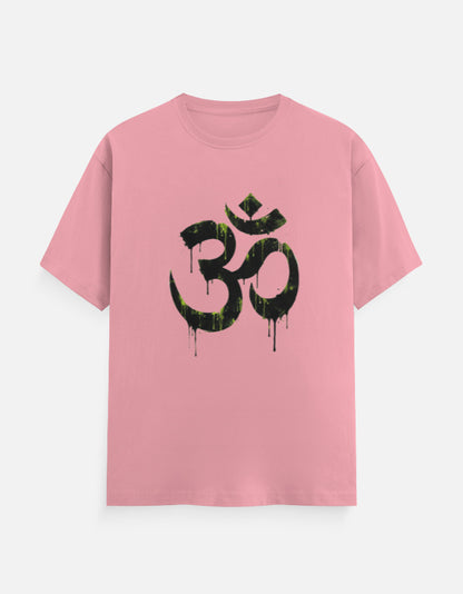 Unisex Classic Crew T-Shirt Om Wall Graffiti featuring a bold black symbol